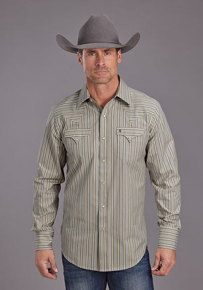 Roper Men's Ticking Dobby Stripe Western Shirt