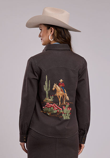 Stetson Women's Denim Blouse with Embroidery