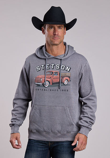 Stetson Men's Old Red Truck Screen Print Hoodie