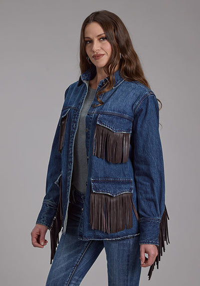 Stetson Women's Denim Jacket with Leather Fringe