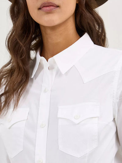 Wrangler Women's Sierra Slim Button Down Shirt - White