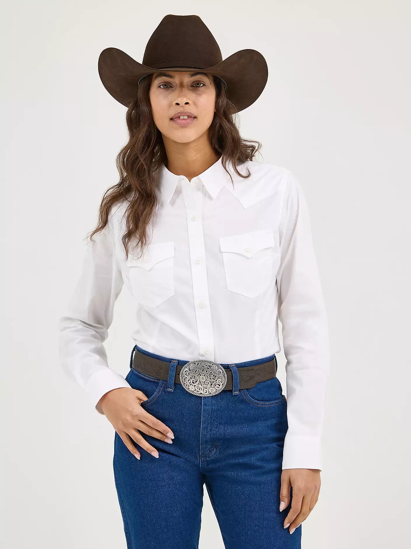 Wrangler Women's Sierra Slim Button Down Shirt - White
