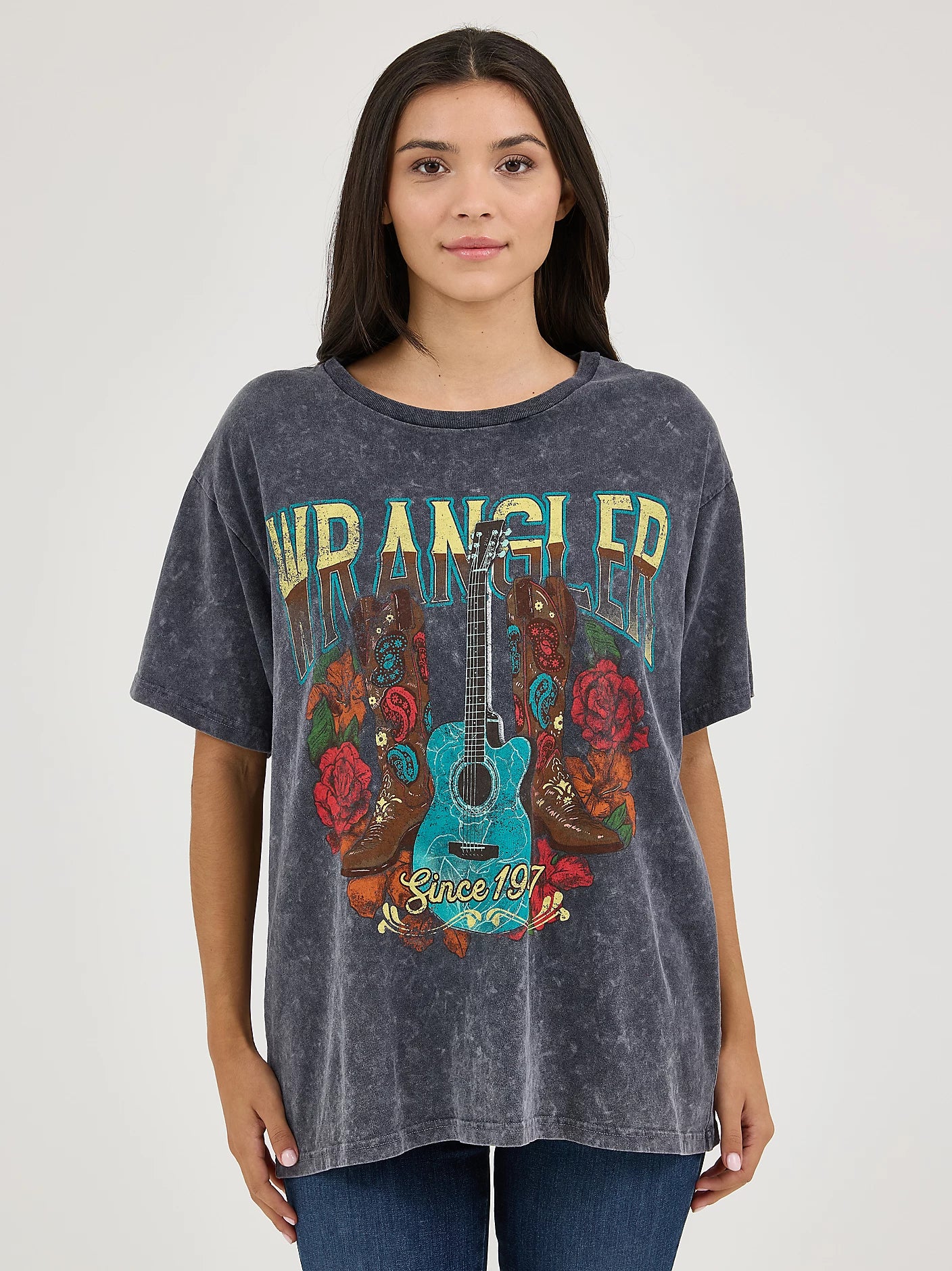 Wrangler Women's Acid Wash Graphic Oversized Tee