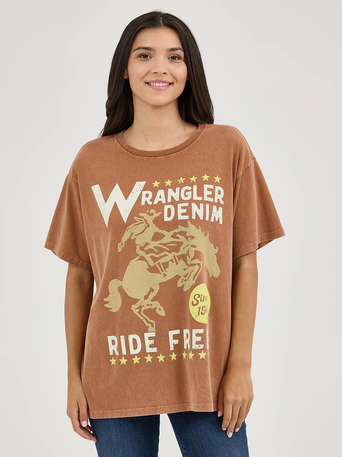 Wrangler Women's Acid Wash Graphic Oversized Tee