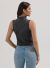 Wrangler Women's Frayed Denim Crop Western Snap Tank