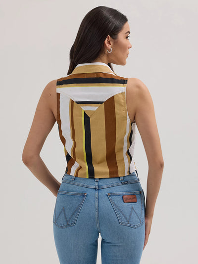 Wrangler Women's Brushpopper Stripe Crop Tank