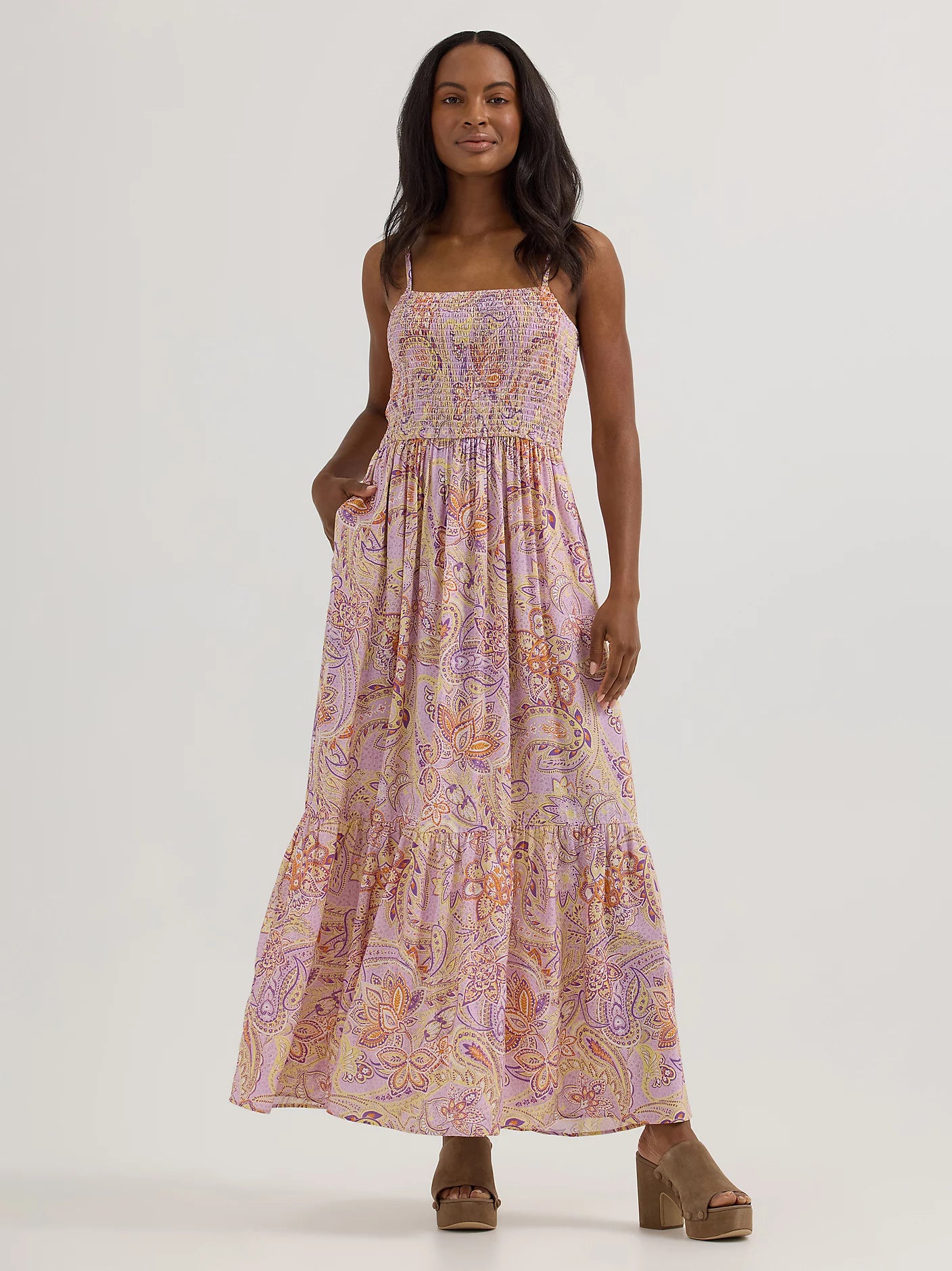 Wrangler Women's Smocked Bodice Maxi Dress