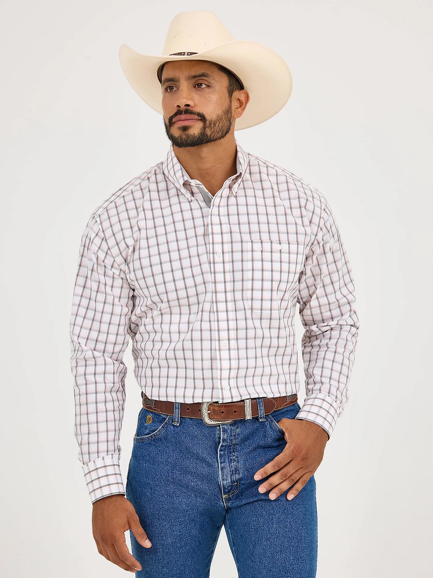 Wrangler Men's George Strait Plaid One Pocket Shirt