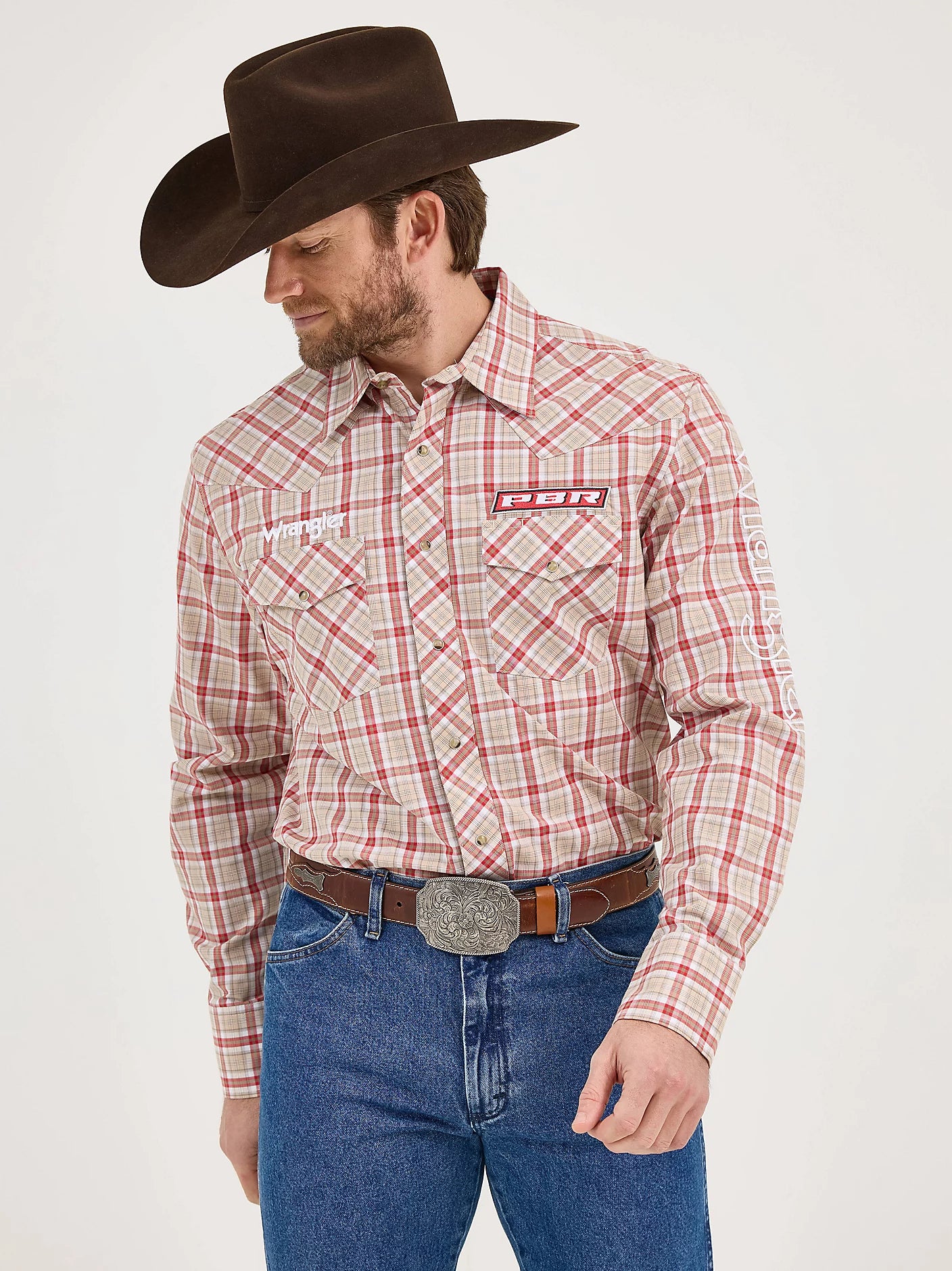 Wrangler Men's PBR Logo Western Shirt