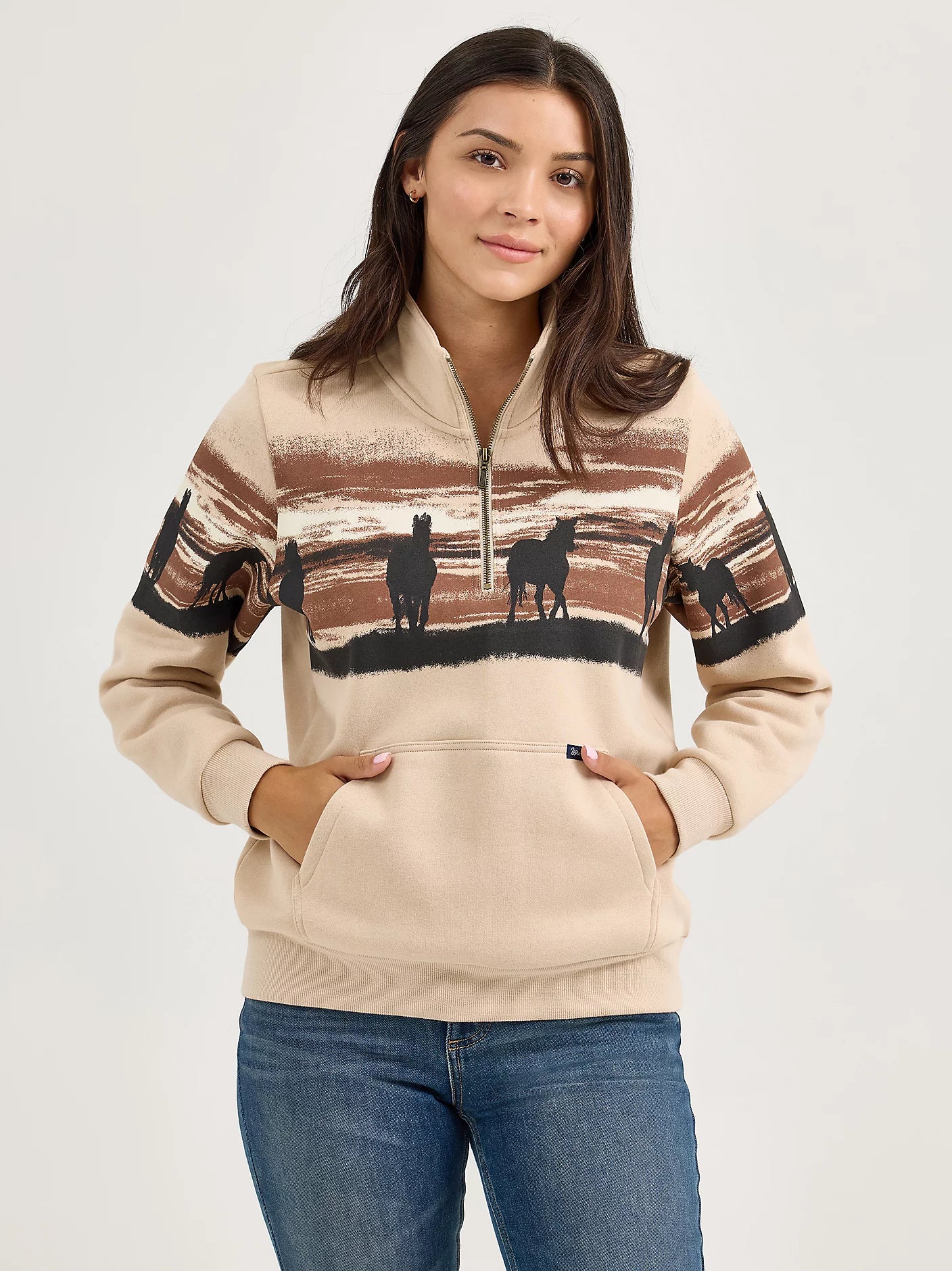 Wrangler Women's Western Quarter Zip Sweatshirt