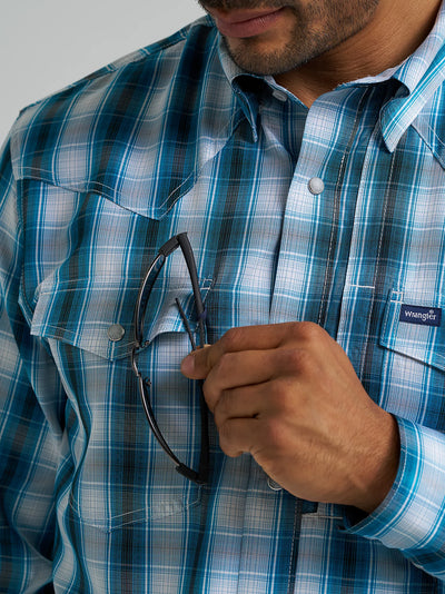 Wrangler Men's Performance Plaid Shirt - Teal