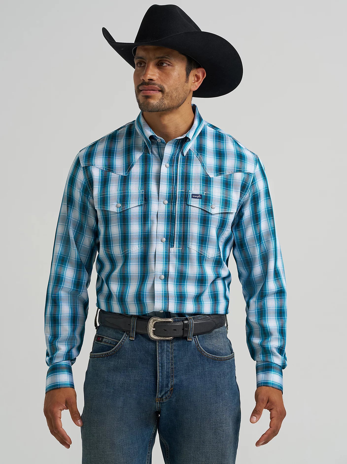 Wrangler Men's Performance Plaid Shirt - Teal