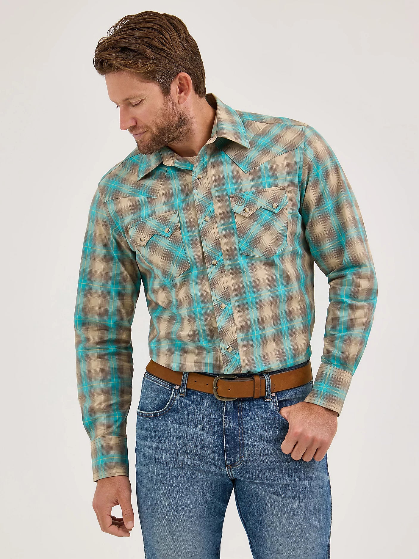 Wrangler Men's Plaid Sawtooth Pocket Western Shirt