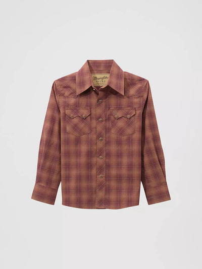 Wrangler Boy's Retro Plaid Western Shirt