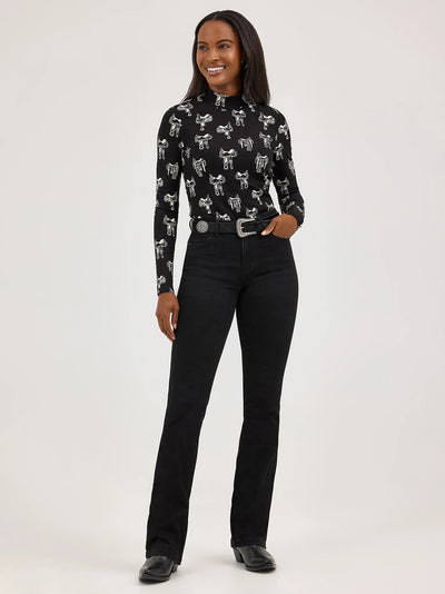 Wrangler Women's Print Mock Neck Shirt