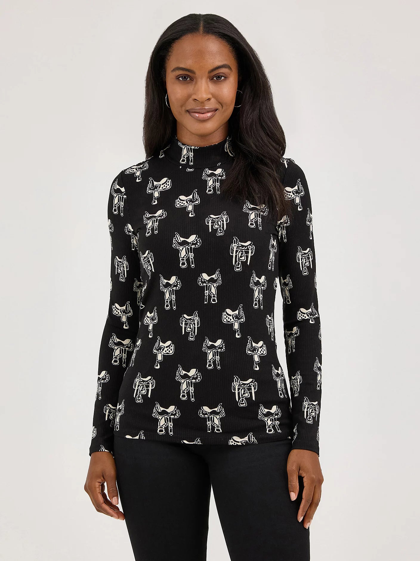Wrangler Women's Print Mock Neck Shirt
