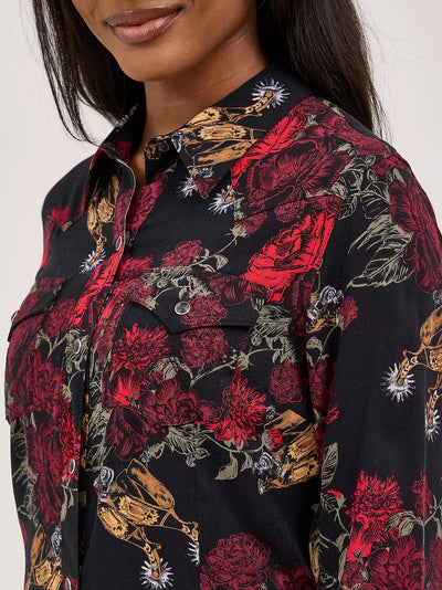 Wrangler Women's Floral Western Snap Dress