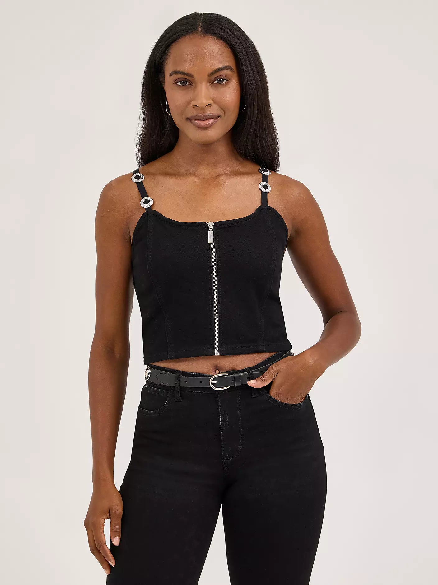 Wrangler Women's Concho Strap Denim Tank