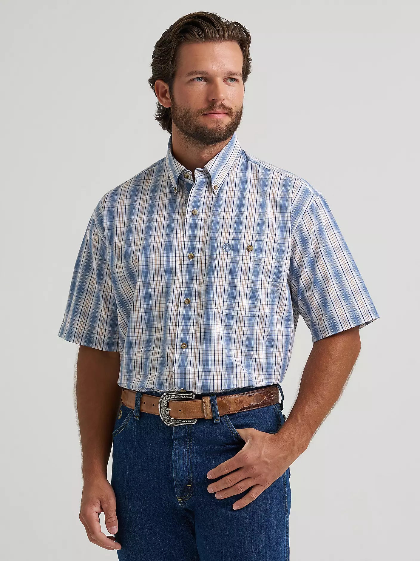 Wrangler Men's George Strait Plaid Western Shirt