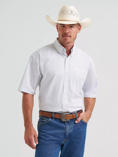 Wrangler Men's George Strait Baby Blue Dots Western Shirt