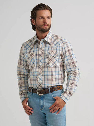 Wrangler Men's Plaid Sawtooth Pocket Western Shirt