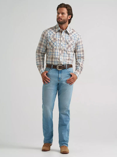 Wrangler Men's Plaid Sawtooth Pocket Western Shirt