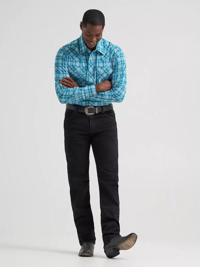 Wrangler Men's Retro Plaid Sawtooth Pocket Western Shirt