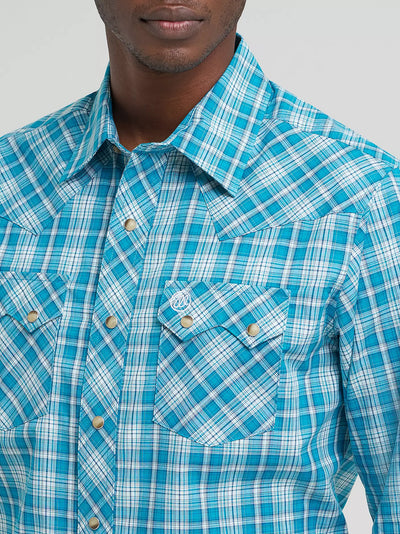 Wrangler Men's Retro Plaid Sawtooth Pocket Western Shirt