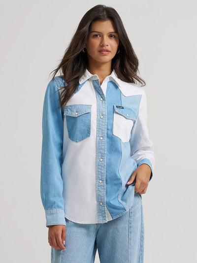 Wrangler Women's Pieced Denim Vintage Fit Top