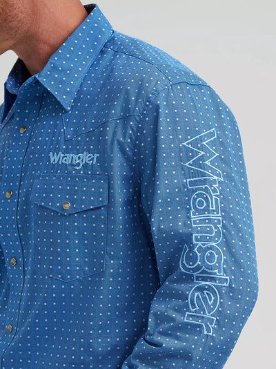 Wrangler Men's Print Logo Western Shirt