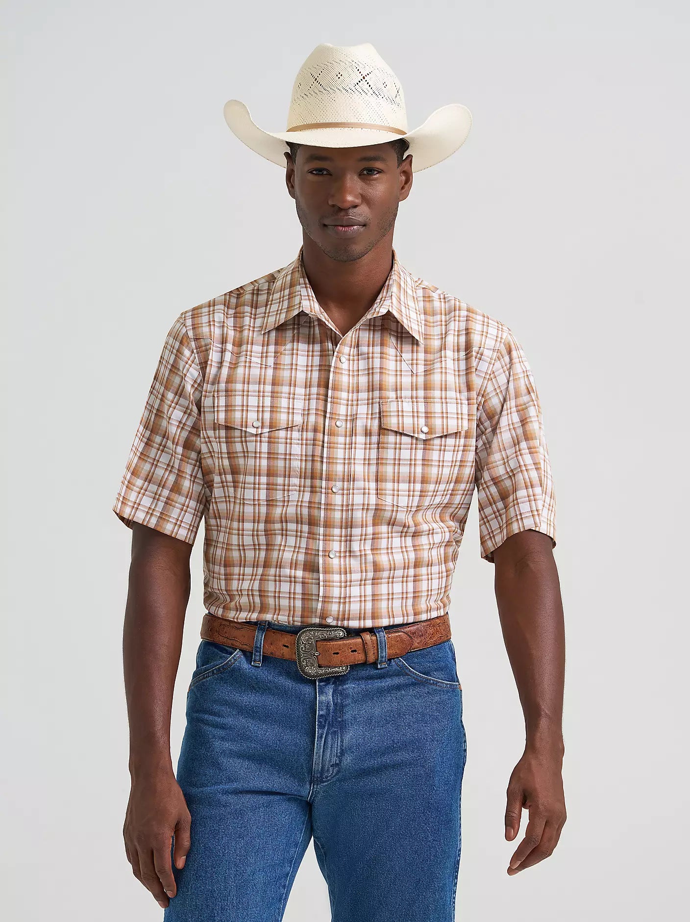 wrangler western dress shirts Wrangler Men's Wrinkle Resist Plaid Western Shirt