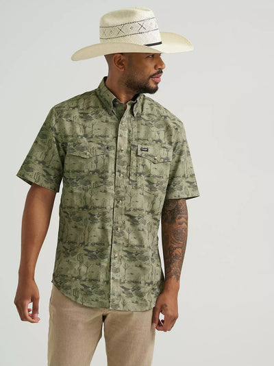 Wrangler Men's Performance Olivine Print Shirt
