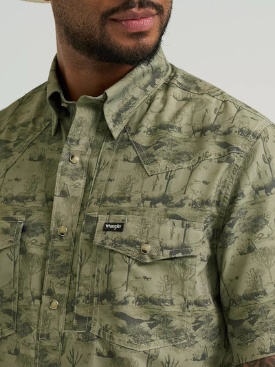 Wrangler Men's Performance Olivine Print Shirt