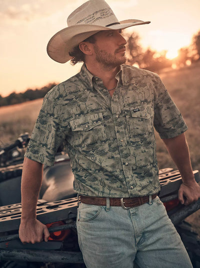 Wrangler Men's Performance Olivine Print Shirt