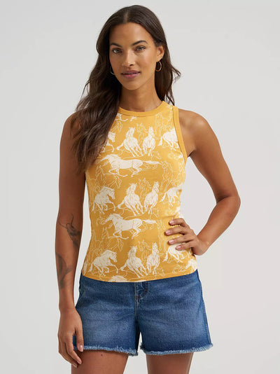 Wrangler Women's Printed Slim Goddess Tank
