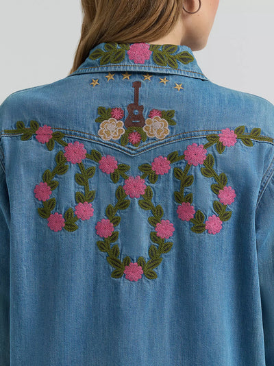 Wrangler X Women's Lainey Wilson Embroidered Denim Shirt