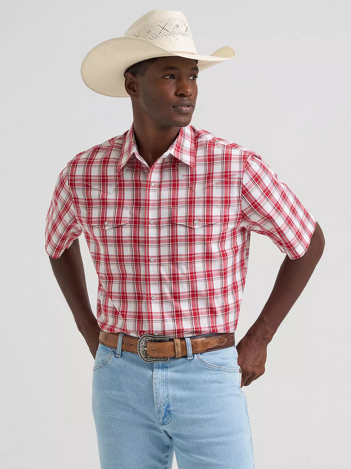 Wrangler Men's Wrinkle Resist Western Snap Plaid Shirt