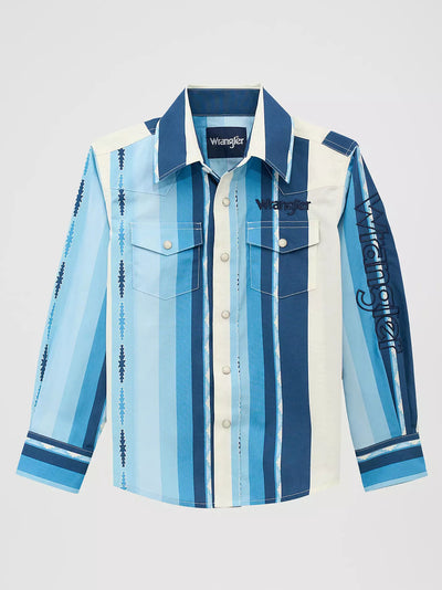 Wrangler Boy's Logo Stripes Western Shirt