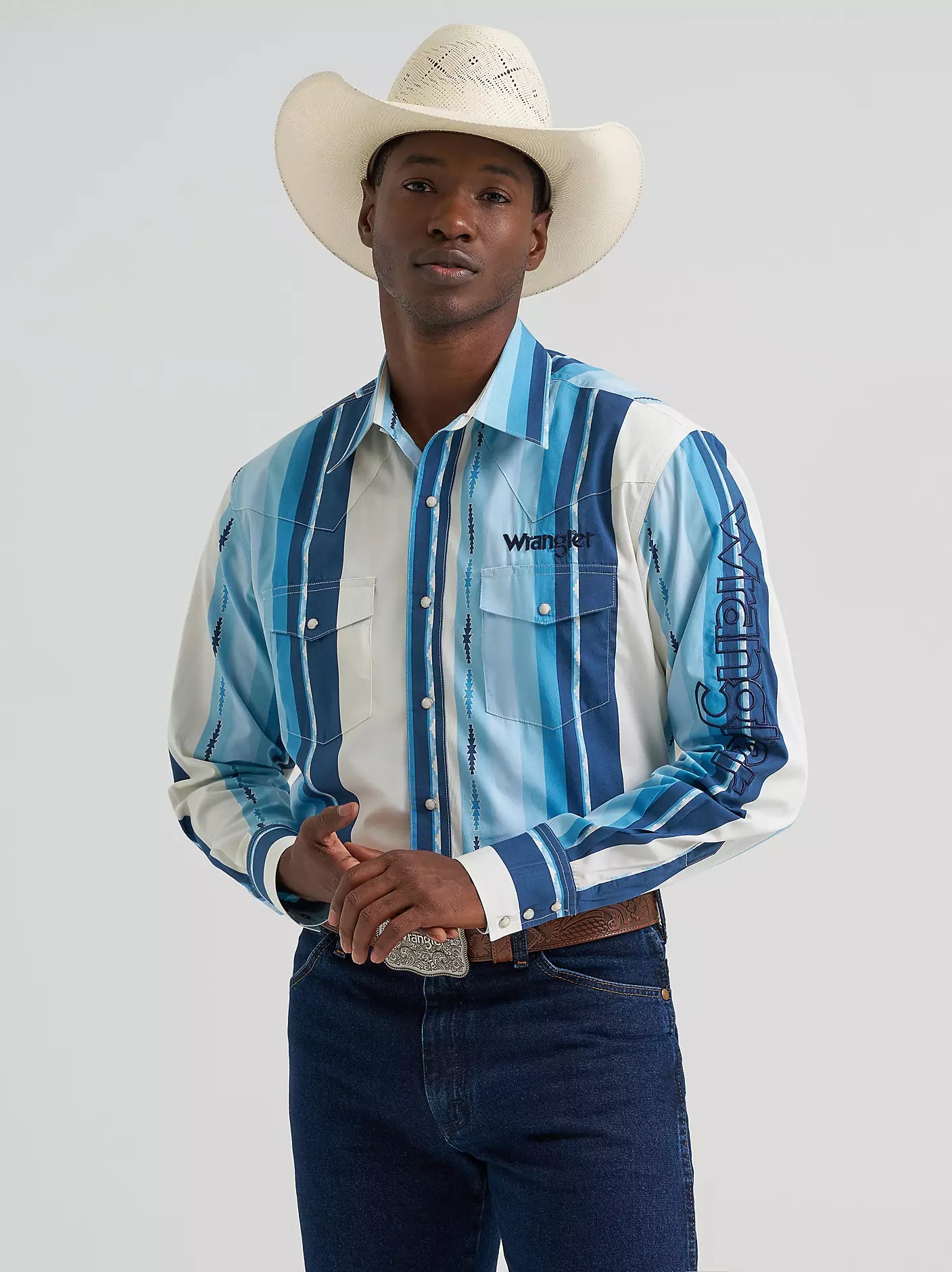 Wrangler Men's Logo Striped Shirt