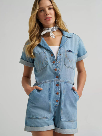 Wrangler Women's Denim Snap Utility Romper