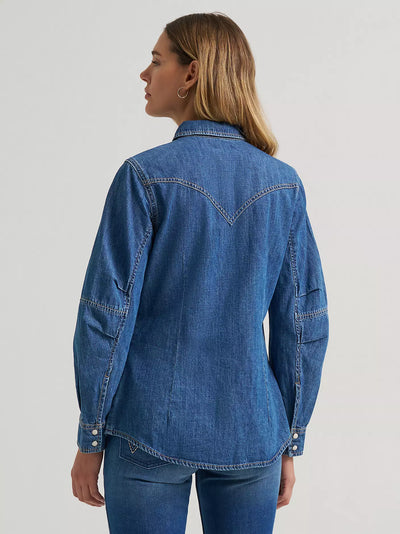 Wrangler Women's Barrel Sleeve Denim Snap Shirt