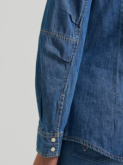 Wrangler Women's Barrel Sleeve Denim Snap Shirt