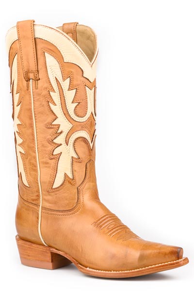 Stetson Women's Gold Calf Vamp With Flame Underlay Western Boot