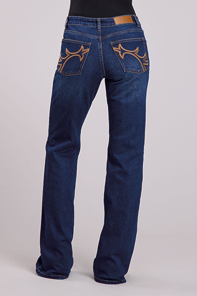 Tin Haul Women's Antler Heavy Embroidered Back Pocket Jeans