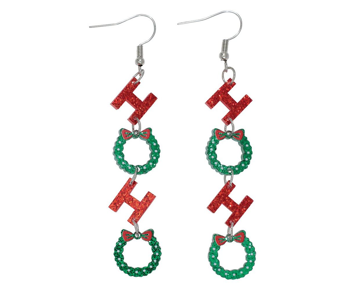 Periwinkle Ho Ho Wreath Earrings