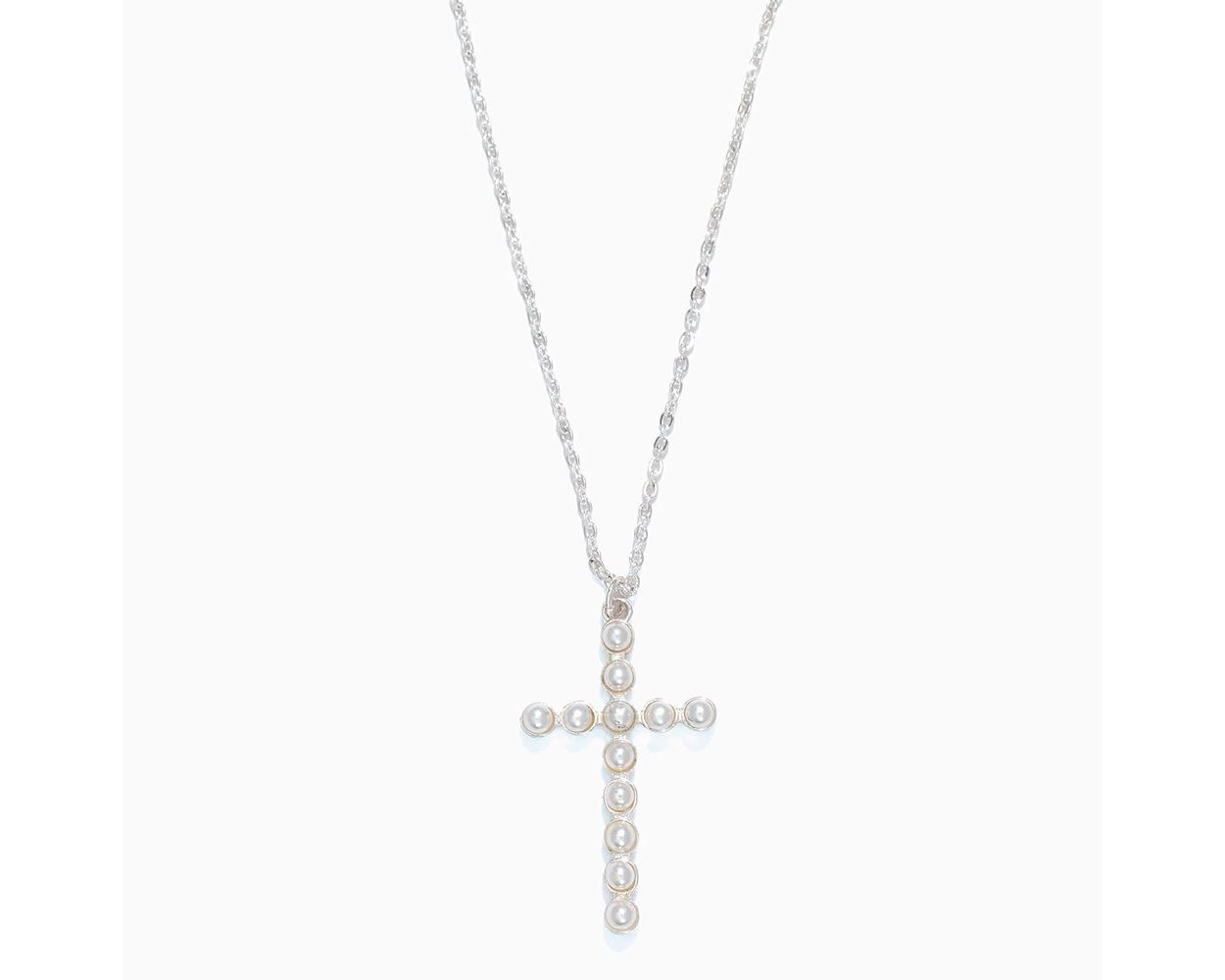 Periwinkle Silver Cross Necklace