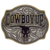 Montana Silversmiths Cowboy Up Says the Bull Buckle