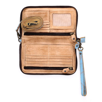 Bed Stu "Templeton II" Wallet Crossbody - Baby Blue Lux Oats Rustic