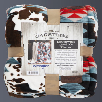 Carsten's Wrangler Southwest Cowhide Plush Sherpa Throw