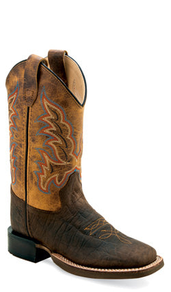 Old West Boy's Brown Square Toe Western Boot